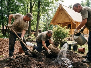 Посадка деревьев и кустарников услуга